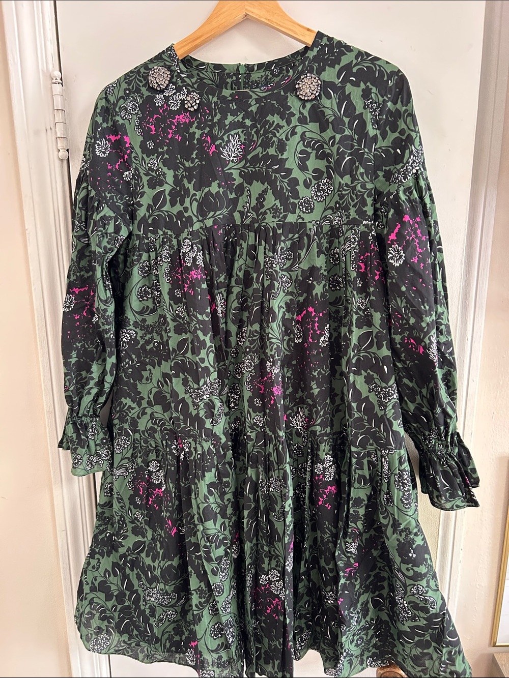 'S Max Mara "Assunta" Retro Floral Cotton Voile Mini/Midi Dress